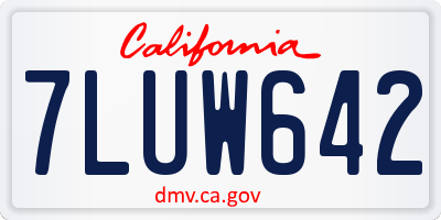 CA license plate 7LUW642