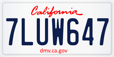 CA license plate 7LUW647