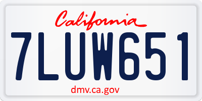 CA license plate 7LUW651