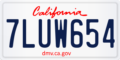 CA license plate 7LUW654