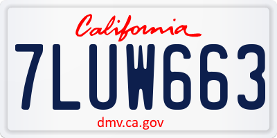CA license plate 7LUW663