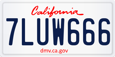 CA license plate 7LUW666