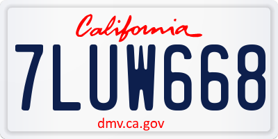 CA license plate 7LUW668