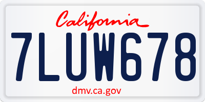 CA license plate 7LUW678
