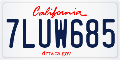 CA license plate 7LUW685