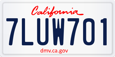 CA license plate 7LUW701