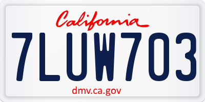 CA license plate 7LUW703