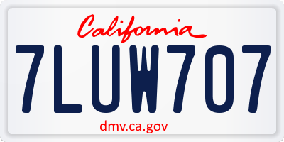 CA license plate 7LUW707