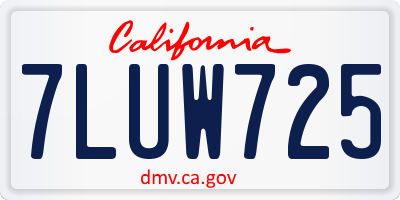 CA license plate 7LUW725