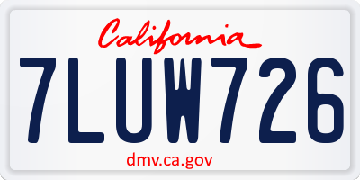CA license plate 7LUW726