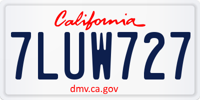 CA license plate 7LUW727
