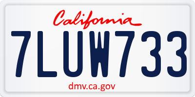 CA license plate 7LUW733