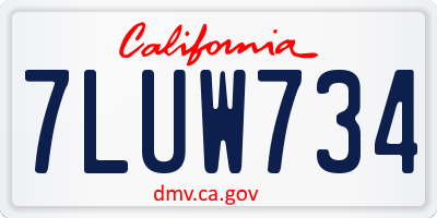 CA license plate 7LUW734