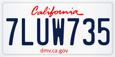 CA license plate 7LUW735