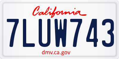 CA license plate 7LUW743