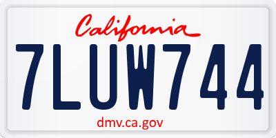CA license plate 7LUW744