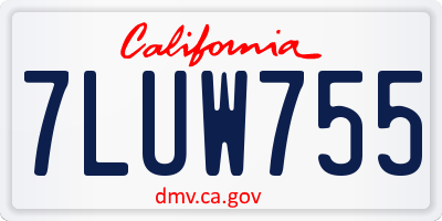 CA license plate 7LUW755