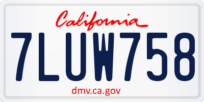 CA license plate 7LUW758