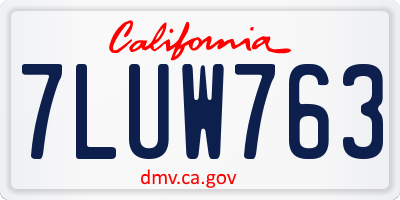 CA license plate 7LUW763