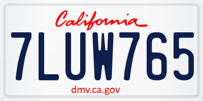 CA license plate 7LUW765