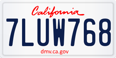 CA license plate 7LUW768