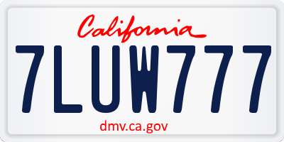 CA license plate 7LUW777