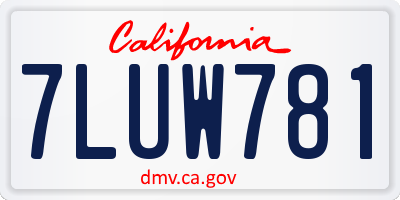 CA license plate 7LUW781