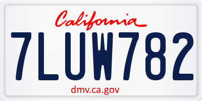 CA license plate 7LUW782