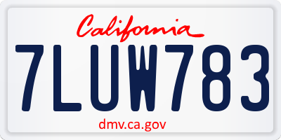CA license plate 7LUW783