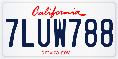 CA license plate 7LUW788