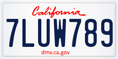 CA license plate 7LUW789