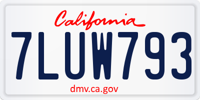 CA license plate 7LUW793