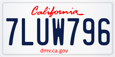 CA license plate 7LUW796