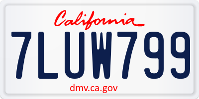 CA license plate 7LUW799