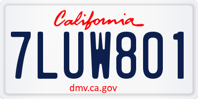 CA license plate 7LUW801