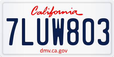 CA license plate 7LUW803