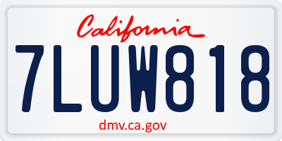 CA license plate 7LUW818