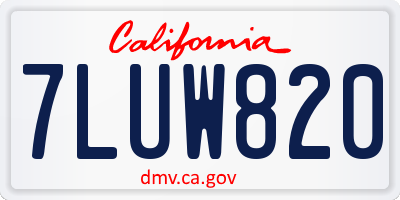 CA license plate 7LUW820