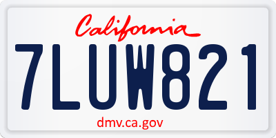 CA license plate 7LUW821