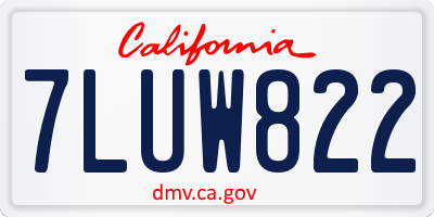 CA license plate 7LUW822