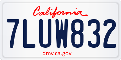CA license plate 7LUW832