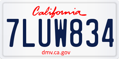 CA license plate 7LUW834