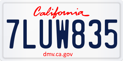 CA license plate 7LUW835