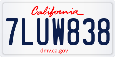 CA license plate 7LUW838
