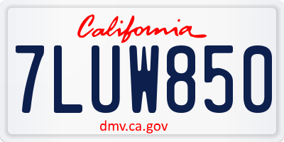 CA license plate 7LUW850