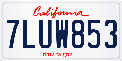 CA license plate 7LUW853