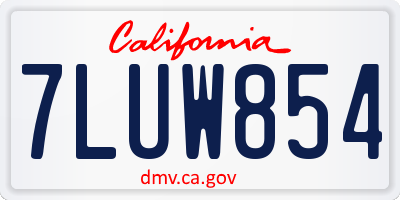 CA license plate 7LUW854