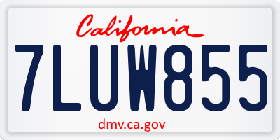 CA license plate 7LUW855