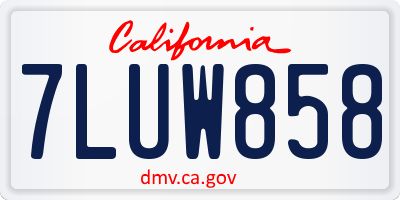 CA license plate 7LUW858