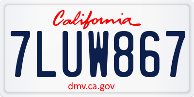 CA license plate 7LUW867